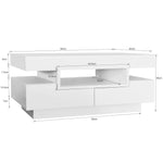 Coffee table high-gloss surface, LED light, four drawers, large storage space