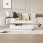 Coffee table high-gloss surface, LED light, four drawers, large storage space