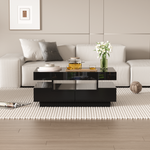 Coffee table, high-gloss with LED light, four drawers, large storage space