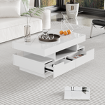 Coffee table high-gloss surface, LED light, four drawers, large storage space