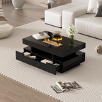 Coffee table, high-gloss with LED light, four drawers, large storage space