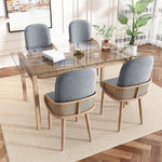 Velvet Dining Chair Set of 4, Rattan Design Metal Legs Wood Grain Effect, Grey