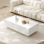 Coffee Table, High Gloss Living Room Table with Push-Pull Storage, Double-Sided Drawers
