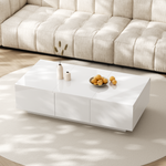 Coffee Table, High Gloss Living Room Table with Push-Pull Storage, Double-Sided Drawers