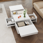 Coffee Table, High Gloss Living Room Table with Push-Pull Storage, Double-Sided Drawers