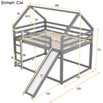 Bunk Bed 140x200cm House Bed Slide & Ladder - Grey