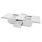 Coffee Table, High Gloss Living Room Table with Push-Pull Storage, Double-Sided Drawers