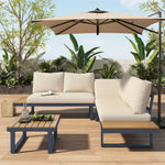 Garden Leisure Set Corner Adjustable Reclining with Coffee Table - Beige/Grey