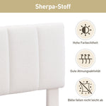 Upholstered Bed 140x190 Slatted Base Iron Legs Sherpa Fabric Beige