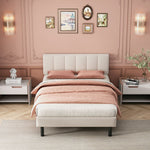 Upholstered Bed 140x190 Slatted Base Iron Legs Sherpa Fabric Beige