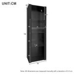 High-Gloss Display Cabinet with LED Lighting, 3 Glass Compartments, Black