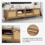 TV Stand, 200x37x49 cm, Rattan Design Plastic & Solid Wood