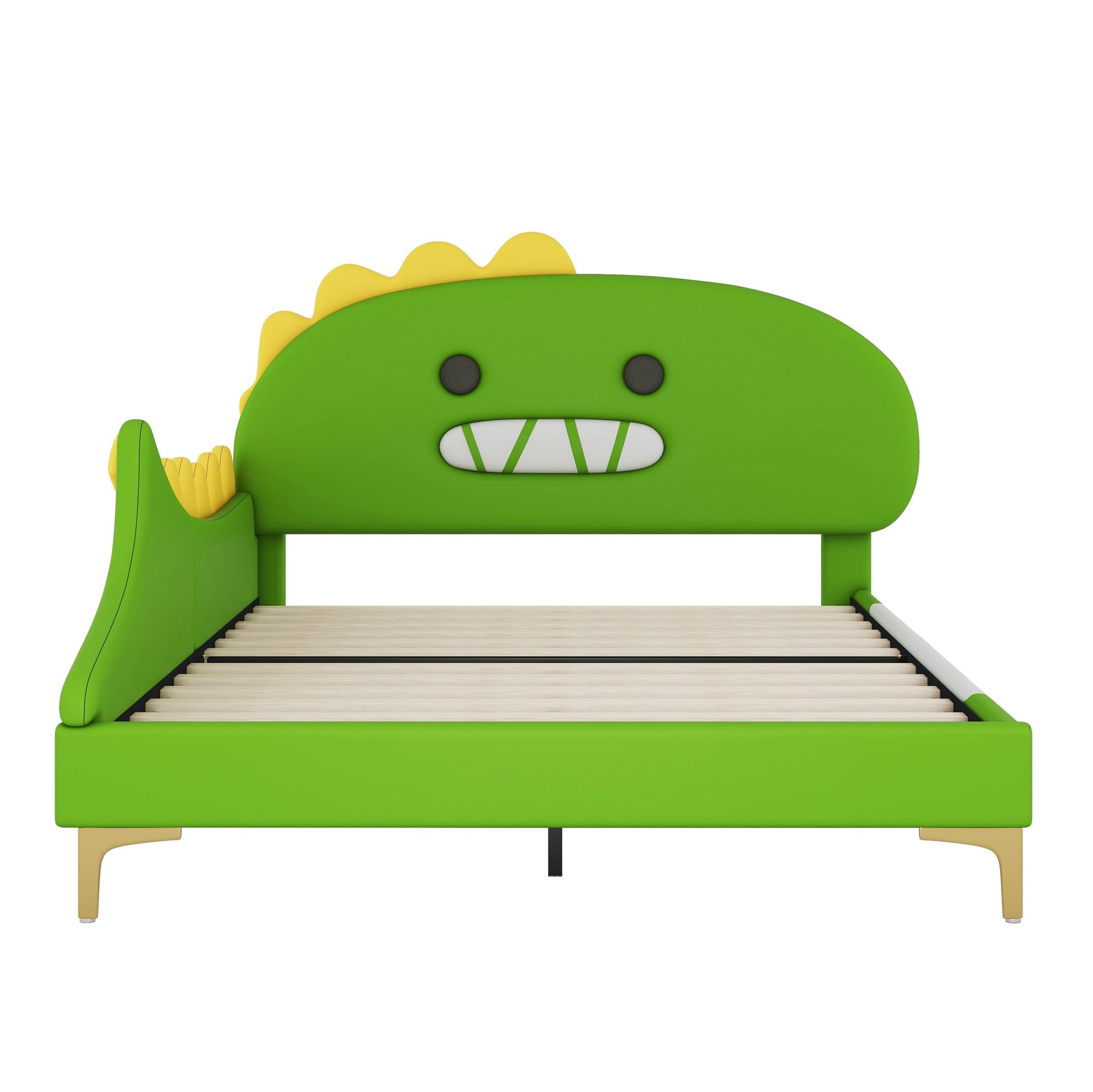Children's Bed 140x200cm Dinosaur Shape PU - Green