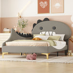 Children's Bed 90x200cm Dinosaur Shape Flat Bed - PU Grey