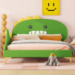 Children's Bed 140x200cm Dinosaur Shape PU - Green