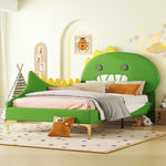 Children's Bed 90x200cm Dinosaur Shape Flat Bed, Green PU