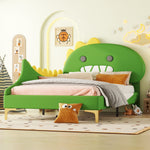 Children's Bed 90x200cm Dinosaur Shape Flat Bed, Green PU