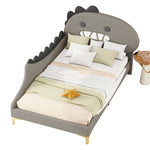 Children's Bed 90x200cm Dinosaur Shape Flat Bed - PU Grey