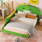 Children's Bed 140x200cm Dinosaur Shape PU - Green