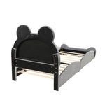 Children's Upholstered Bed, Bear-Shaped Single 90x200cm, Gray Velour