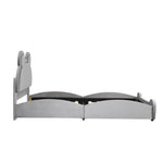 Children's Upholstered Bed, Bear-Shaped Single 90x200cm, Gray Velour