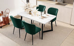 Dining Chair Set of 4 Upholstered Velvet Seat Metal Frame Dark Green