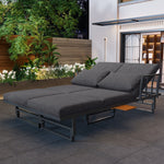 Garden Furniture Set 3-Piece 2 Sofas Table Adjustable Backrest Acacia Wood Grey