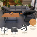 Garden Furniture Set 3-Piece 2 Sofas Table Adjustable Backrest Acacia Wood Grey