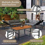 Garden Furniture Set 3-Piece 2 Sofas Table Adjustable Backrest Acacia Wood Grey