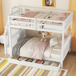 Bunk Bed 140x200cm Stair Storage 2 Drawers White