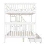 Bunk Bed 140x200cm Stair Storage 2 Drawers White