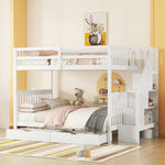 Bunk Bed 140x200cm Stair Storage 2 Drawers White