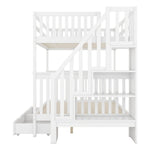 Bunk Bed 140x200cm Stair Storage 2 Drawers White