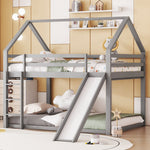 Bunk Bed 140x200cm House Bed Slide & Ladder - Grey