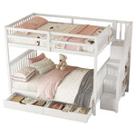 Bunk Bed 140x200cm Stair Storage 2 Drawers White