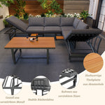 Garden Furniture Set 3-Piece 2 Sofas Table Adjustable Backrest Acacia Wood Grey