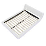 Flatbed Floor Bed with LED Ambient Light, 140x200cm, White PU