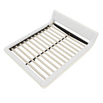 Flatbed Floor Bed 160x200cm with LED Ambient Light, White PU