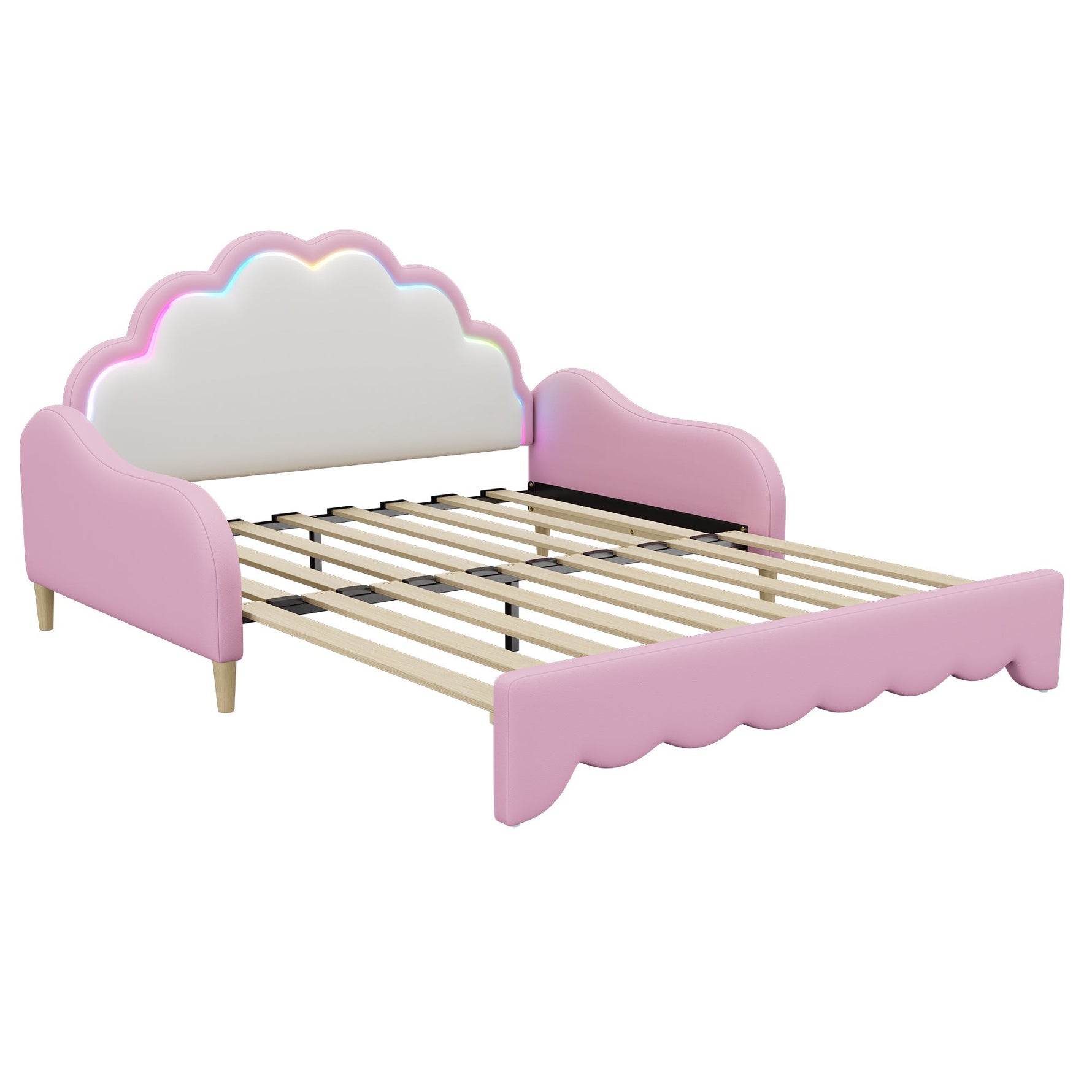 Sofa Bed 140x200cm Convertible Chasing Light Headboard - Pink