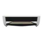 Flatbed Floor Bed 160x200cm with LED Ambient Light, White PU