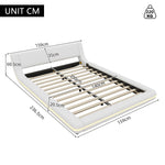 Flatbed Floor Bed with LED Ambient Light, 140x200cm, White PU