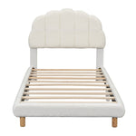 Children's Flat Bed 90x200cm Plush Cute Headboard - White