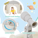 8-in-1 children's slide climbing toy, multifunctional with 2 slides, freestanding, climbing, drilling game, storage, play corridor, basketball hoop, lasso game, telescope