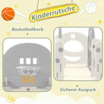 Kids Slide Climbing Toy, 10-in-1 Multifunctional Freestanding Slide with Climbing, Basketball Hoop, Golf Game