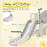 Kids Slide Climbing Toy, 10-in-1 Multifunctional Freestanding Slide with Climbing, Basketball Hoop, Golf Game