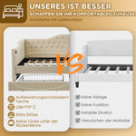Upholstered Bed, Daybed Sofa Bed with USB C & 2 Drawers, 90x200cm Beige Velvet