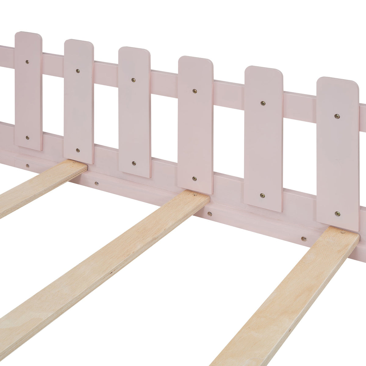 Children's Bed 90x200cm Flat Bed House Rail - Pink
