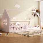 Children's Bed 90x200cm Flat Bed House Rail - Pink