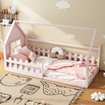 Children's Bed 90x200cm Flat Bed House Rail - Pink