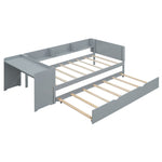 Flat Bed 90x200cm with Pull-Out Bed, Desk & Shelves - Grey